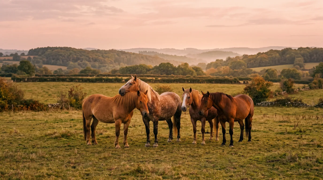 Les chevaux du Centre équestre de Bourrou en liberté, Dordogne